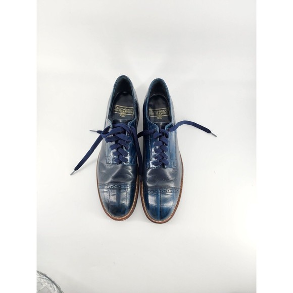 Stacy Adams Dark Turquoise Blue Crocodile Print Mens Size 9D Leather Dress Shoes main image 8
